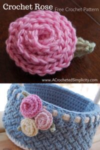 Small crochet roses made for a crochet basket.