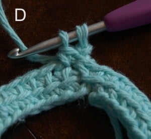 Linked double crochet in the round.