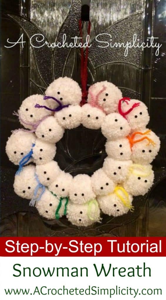 DIY - Snowman Pom Wreath Tutorial by A Crocheted Simplicity