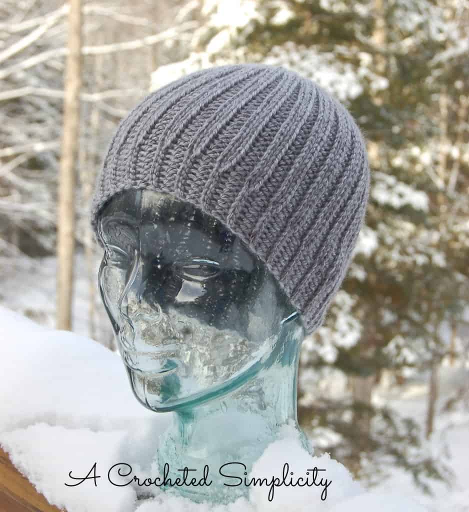 Men's "Knit-Look" Reversible Beanie crochet pattern by A Crocheted Simplicity