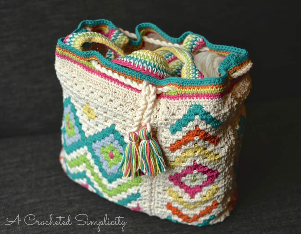 "Boho Chic" Mosaic Tote Bag by A Crocheted Simplicity