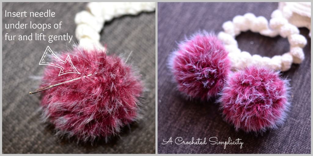 DIY Fur Poms using Fun Fur: Tutorial from A Crocheted Simplicity