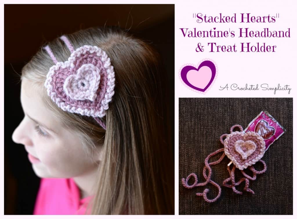 Free Crochet Pattern | "Stacked Hearts" Valentine's Headband & Treat Holder by A Crocheted Simplicity