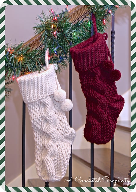 Big Bold Cabled Stocking Crochet Pattern by A Crocheted Simplicity