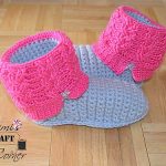 Crochet Pattern - Kids' "Kickin' Cables" Slipper Boots by A Crocheted Simplicity