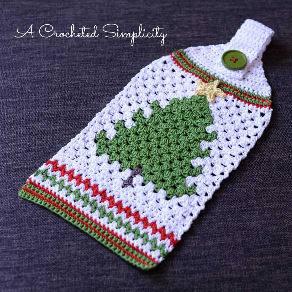 Free Crochet Pattern: Retro Christmas Tree Towel by A Crocheted Simplicity