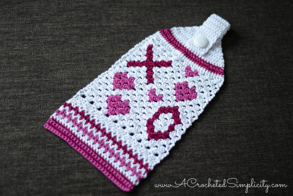 Free Crochet Pattern - Hugs & Kisses Towel by A Crocheted Simplicity