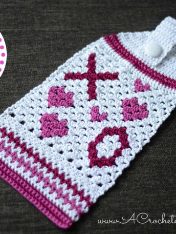 Free Crochet Pattern - Hugs & Kisses Towel by A Crocheted Simplicity