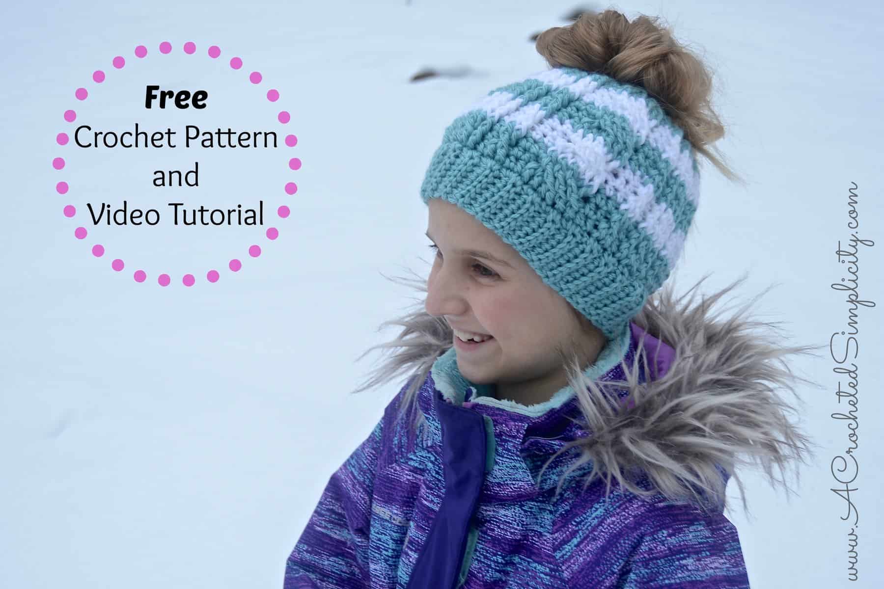 Free easy knitting pattern for ponytail hat