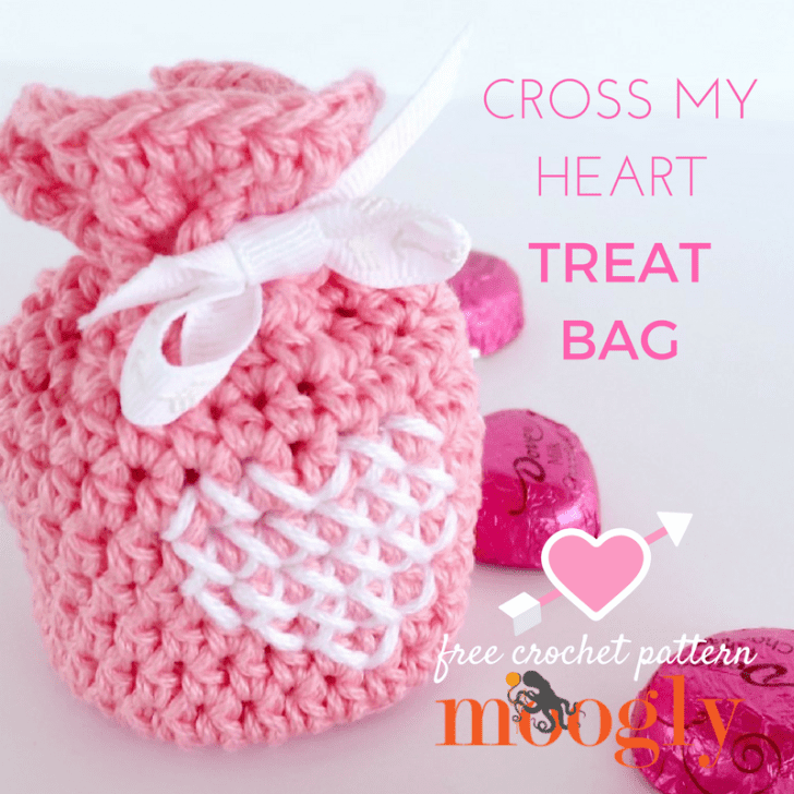 Free Crochet Pattern Cross-My-Heart-Treat-Bag by Moggly
