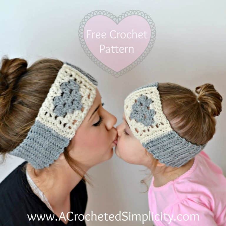 Free Crochet Pattern – Granny Heart Head Warmer