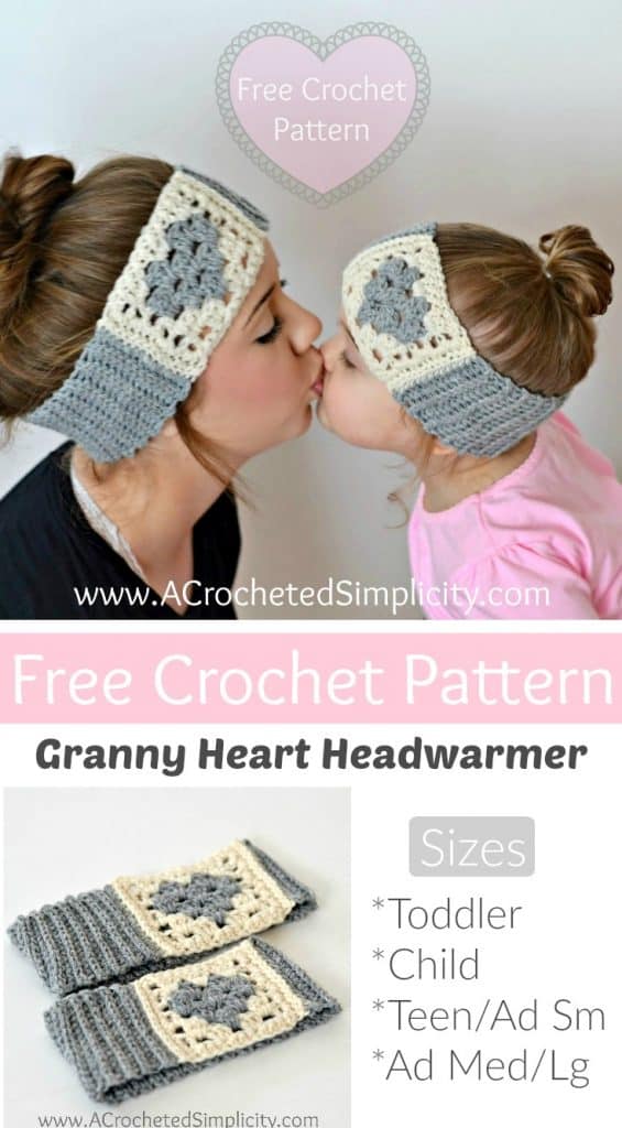 Free Crochet Pattern - Granny Heart Headwarmer by A Crocheted Simplicity