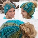 Free Crochet Pattern - Ribbed Messy Bun Hat by Naztazia