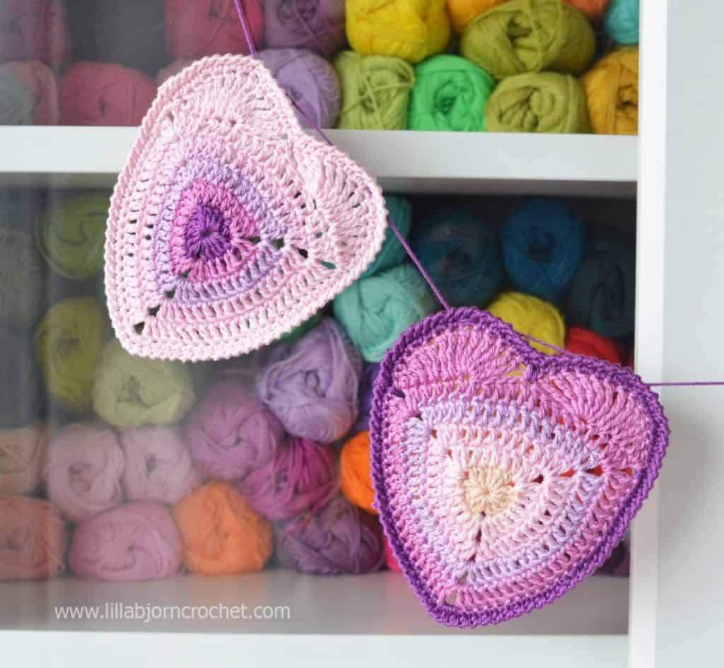 Free Crochet Pattern Will You Be My Valentine? Ombre Heart Coaster by LillaBjorn Crochet