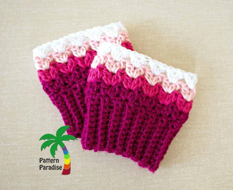 Free Crochet Pattern Sweetheart-Boot-Cuffs by Pattern Paradise