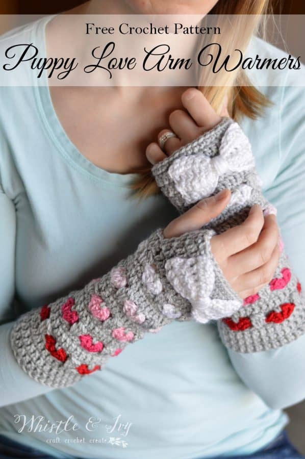 Free Crochet Pattern Puppy love armwarmers