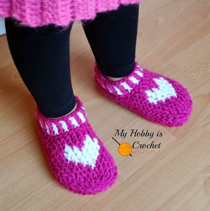 free crochet pattern heart & sole slippers small