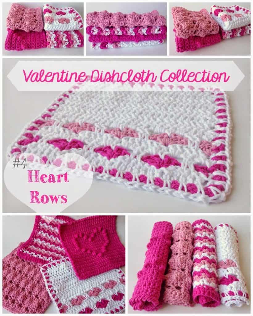 Free Crochet Pattern Heart-Rows-Dishcloth by 5 Little Monsters