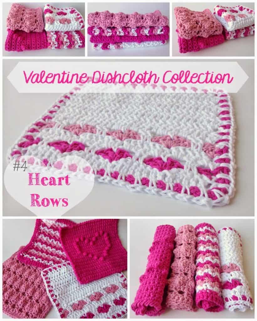 Free Crochet Pattern Heart-Rows-Dishcloth by 5 Little Monsters