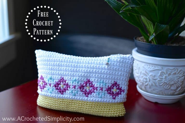 Free Crochet Pattern – Cross Stitch Make-Up Bag / Pouch