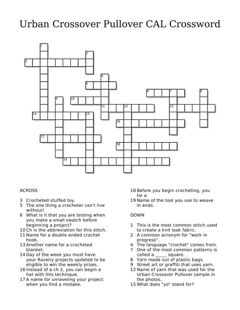 Crochet-A-Long Game #1 – Crochet Crossword Puzzle