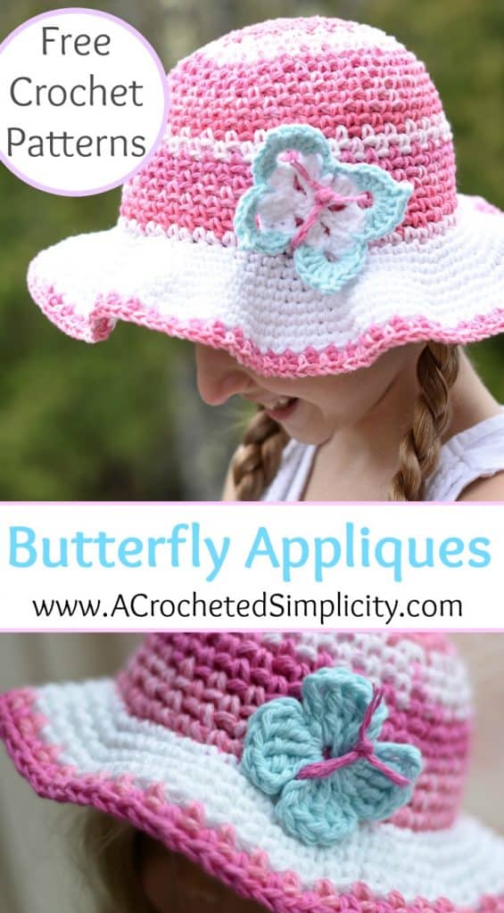Free Crochet Patterns - Butterfly Applique - 2 Styles & Sizes by A Crocheted Simplicity