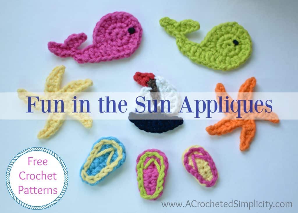 Free Crochet Patterns - Fun in the Sun Crochet Appliques by A Crocheted Simplicity