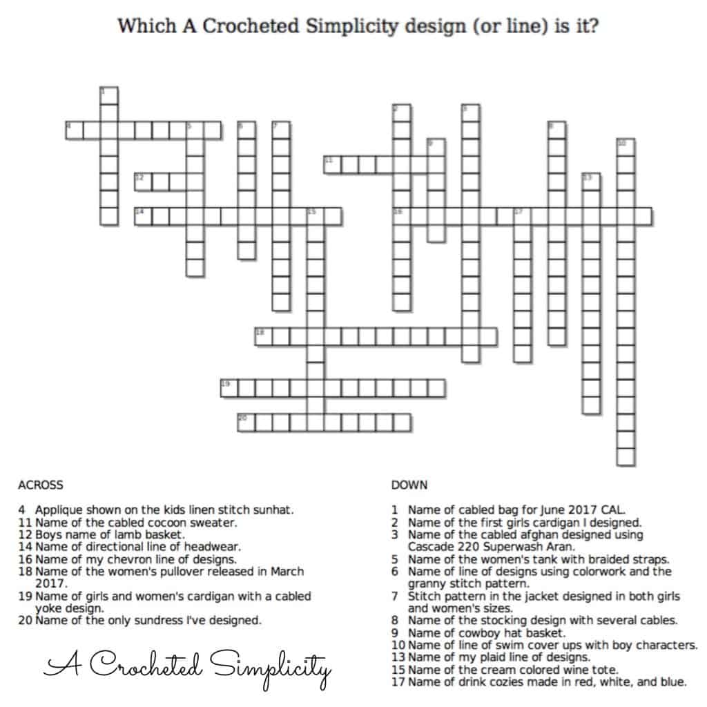 Crochet Crossword - What A Crocheted Simplicity deisgn (or line) is it?