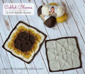 Free Crochet Pattern - Cabled Blooms 12" Afghan Square by A Crocheted Simplicity
