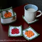 Free Crochet Pattern - Fall Harvest Coasters & Basket Set by A Crocheted Simplicity