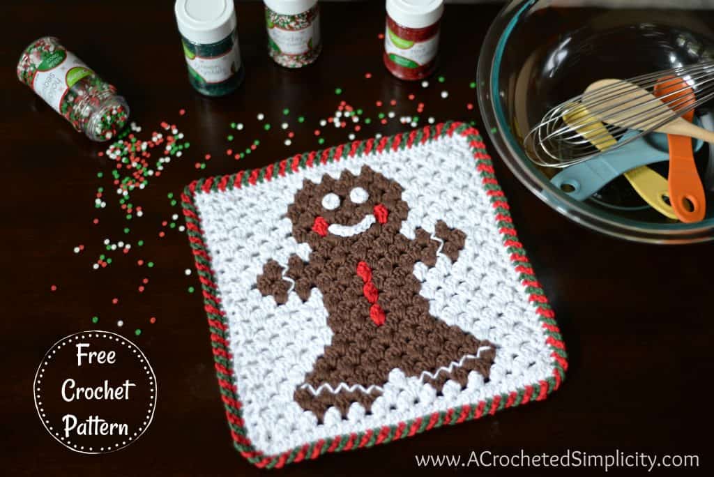 Free Crochet Pattern - Gingerbread Hot Pad by A Crocheted Simplicity