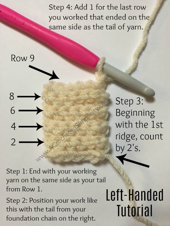 Crochet Trick: How to Count Crochet Rows - Right & Left Handed Tutorial by A Crocheted Simplicity