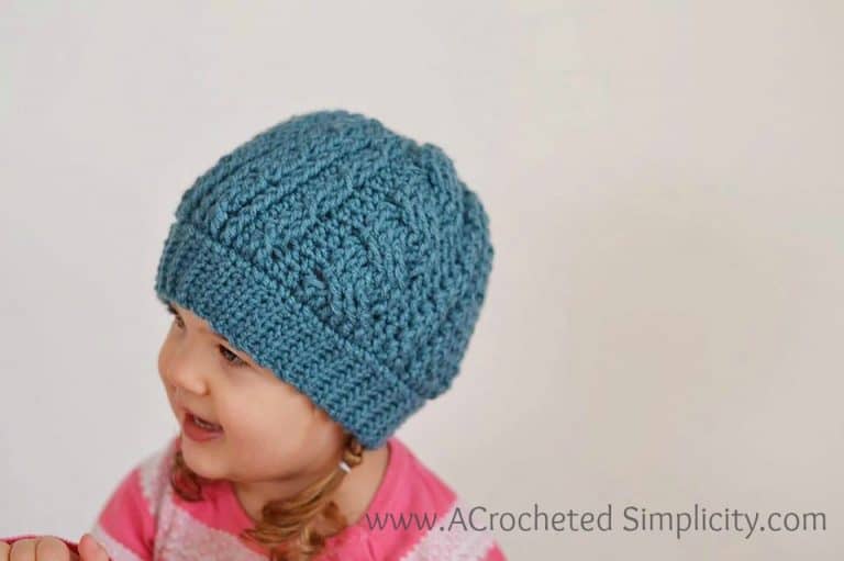 Free Crochet Pattern – Crochet Cabled Beanie (Toddler – Adult) (video tutorial included)