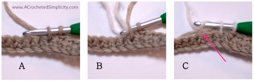 How to Crochet: Color Changes - a photo tutorial by A Crocheted Simplicity