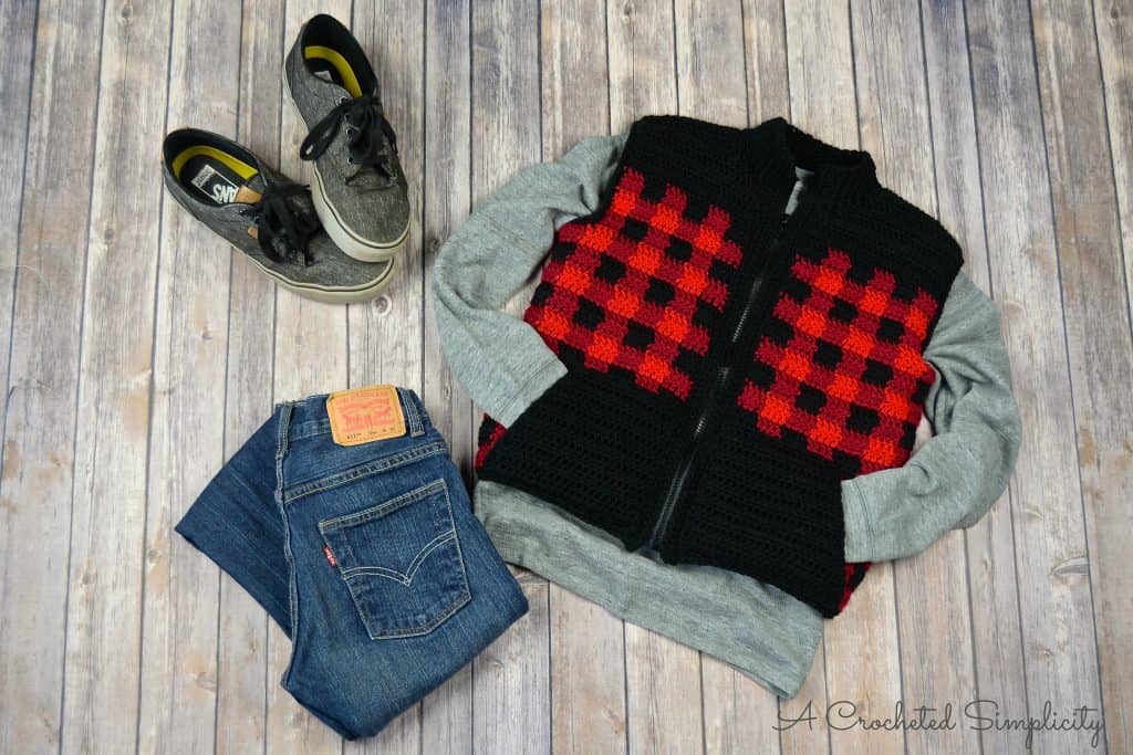 Crochet Pattern - Kids Plaid Vest by A Crocheted Simplicity