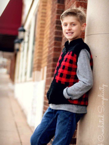 Crochet Pattern - Kids Plaid Vest by A Crocheted Simplicity