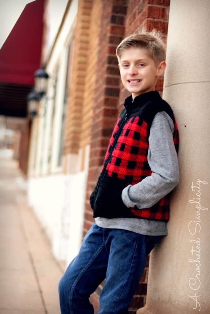 Crochet Pattern - Kids Plaid Vest by A Crocheted Simplicity