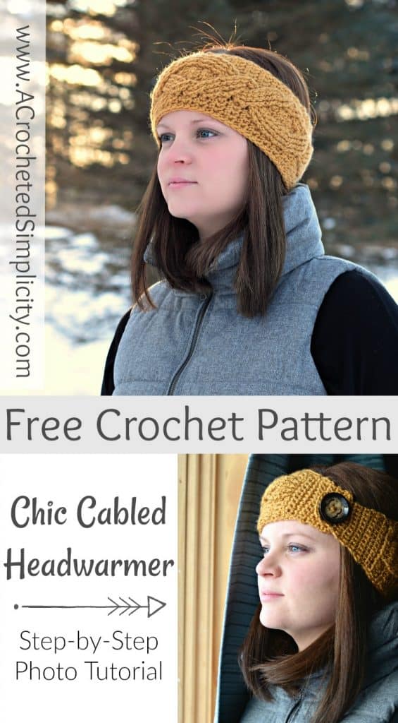 Free Crochet Pattern - Chic Cabled Headwarmer by A Crocheted Simplicity