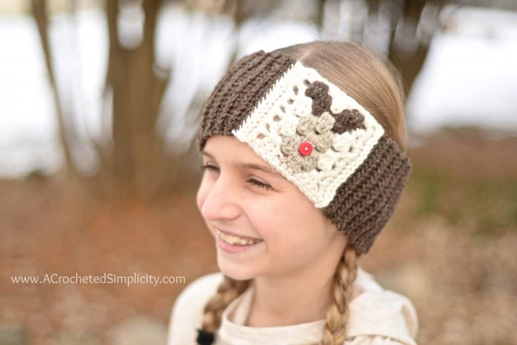 Free Crochet Pattern - Reindeer Headwarmer by A Crocheted Simplicity