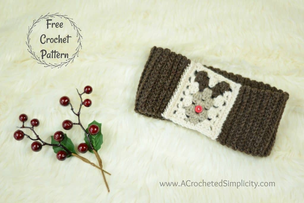 Free Crochet Pattern - Reindeer Headwarmer by A Crocheted Simplicity