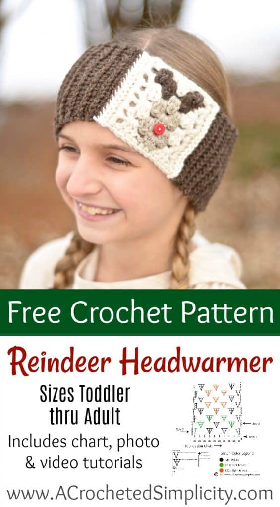 Free Crochet Pattern - Reindeer Headwarmer by A Crocheted Simplicity