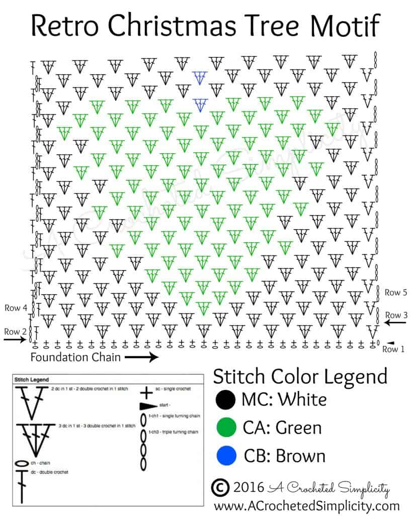 Free Crochet Pattern - Retro Christmas Tree Scarf by A Crocheted Simplicity