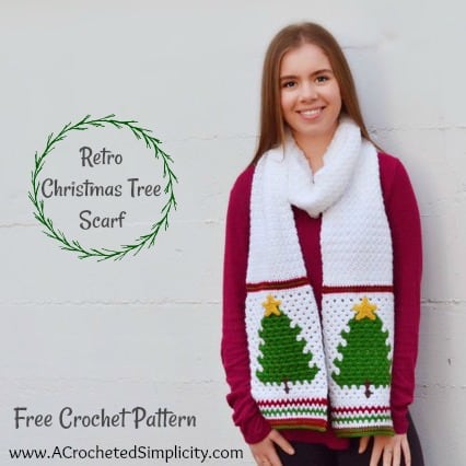 Free Crochet Pattern – Retro Christmas Tree Scarf