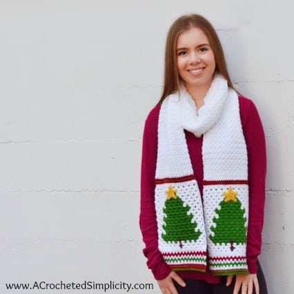 Free Crochet Pattern - Retro Christmas Tree Scarf by A Crocheted Simplicity