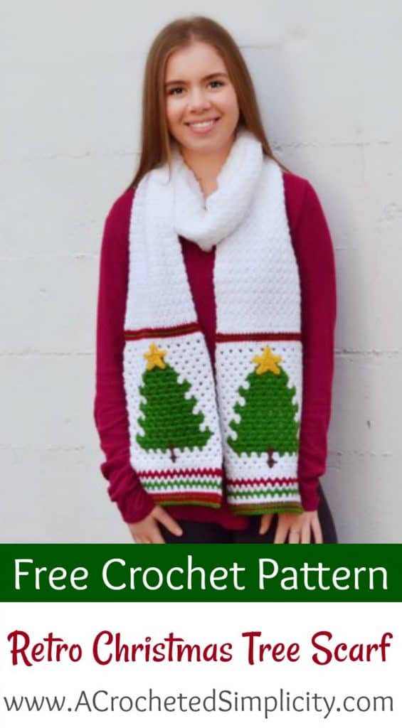 Free Crochet Pattern - Retro Christmas Tree Scarf by A Crocheted Simplicity