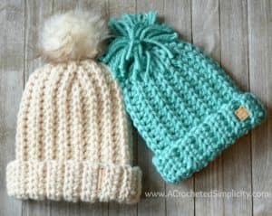 Free Crochet Pattern - Knit-Look Super Bulky Slouch (Adult & Kid Sizes) by A Crocheted Simplicity