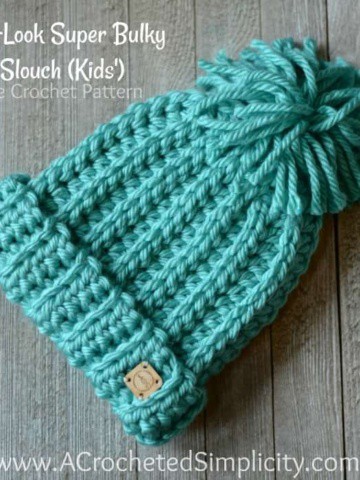 Free Crochet Pattern - Knit-Look Super Bulky Slouch (Kids) by A Crocheted Simplicity #crochet #knitlook #crochetslouch