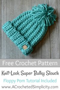 Free Crochet Pattern - Knit-Look Super Bulky Slouch (Kids' Sizes) by A Crocheted Simplicity