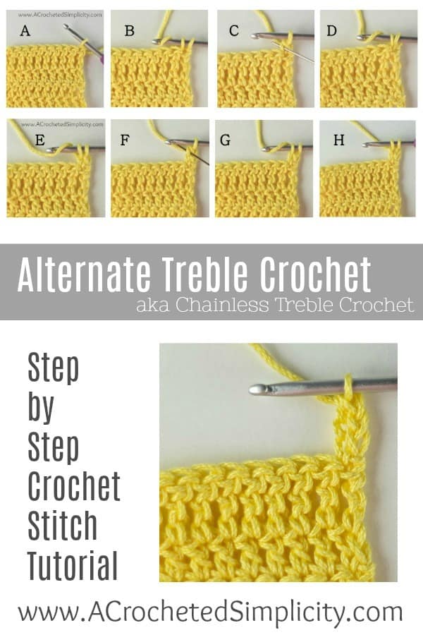 Crochet Stitch Tutorial - How to Crochet the Alternate Treble Crochet Stitch (Chainless Treble Crochet Stitch) by A Crocheted Simplicity