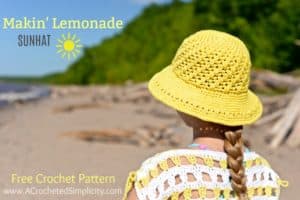 Free Crochet Pattern - Makin' Lemonade Sunhat by A Crocheted Simplicity Sizes Included: Doll through Adult Large